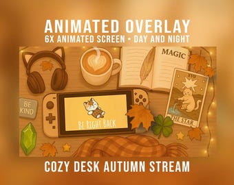 Pantallas animadas de escritorio acogedor | Transmisor de otoño | Transmisión de Twitch con superposición: día y noche