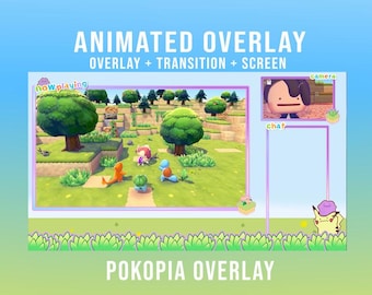 Paquete de superposiciones animadas para transmisiones de Pokémon Pokopia - Twitch, YouTube, Kickstarter