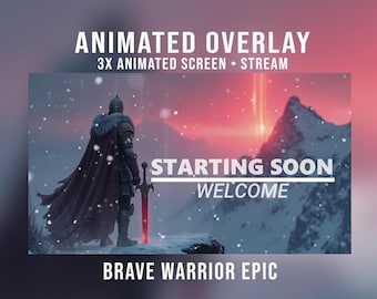 Paquete de superposiciones épicas de Twitch de Brave Warrior: Colección de RPG de pantalla de transmisión de Obs