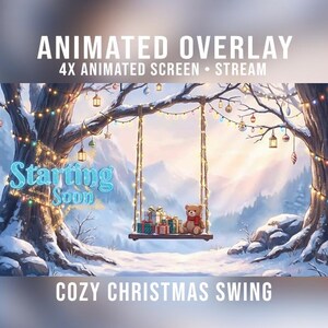 Cozy Christmas Swing – Animated Overlay Pack | Snowy Winter Theme | 4 Overlays | Youtube | Twitch | Kick