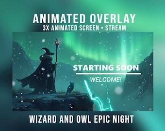 Paquete de superposiciones de Twitch de Wizard Epic: Colección de RPG de pantalla de transmisión de Obs