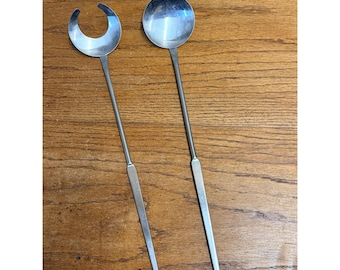 Vintage 1960s MCM Gabis Stainless Sweden Salad Fork And Spoon Set Nils Nisbel
