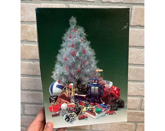 Vintage Christmas Department Store Gift Box Empty Aluminum Tree & Toys 1980s