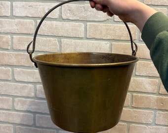 1880s Waterbury Brass Company Brass Bucket Pail Rat Tail Handle 1851