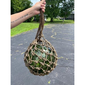 antique aluminum fishing net floats Glass Float in Green 14" Vintage 84" X Large Metal
