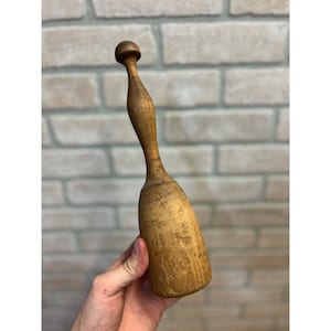 Antique Primitive 19th c. Wooden Potato Masher Kitchen Utensil Farmhouse