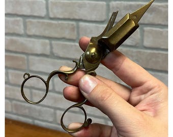 Antique Brass Candle Snuffer Scissors Footed