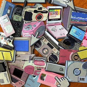 90s Tech Sticker Pack Nostalgic Y2k Stickers for 90s Baby Stickers Y2k Tech Accessories Laptop Stickers Vintage Technology 2000s Retro Gift