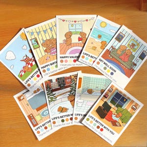 Conjunto de cartões postais Desenhos animados Cartões postais felizes para enviar aos amigos Conjunto de cartões postais com 9 impressões Arte de cartão postal Cartões postais fofos com animais Cartão para ente querido