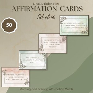 50 Positive Affirmation Cards for Morning and Evening, Daily Gratitude Cards, Daily Routine, Goal Setting, Self Reflection, Digital Download
