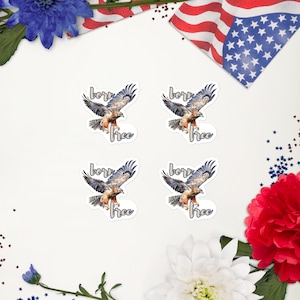 Stickers aigle patriotique américain (x4), cadeau vinyle USA rouge blanc bleu, cadeau du 4 juillet pour femme, ensemble et économie, 3 tailles