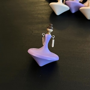 Handmade Wooden Ballerina Spinning Top – Montessori Toy, Maple Wood, Light Pink, Wood-Turned Gift for Kids & Collectors