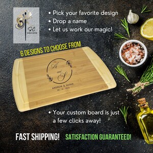 Personalized Engraved Bamboo Cutting Board – Custom Charcuterie & Serving Board – Housewarming, Wedding, Anniversary, Holiday Gift