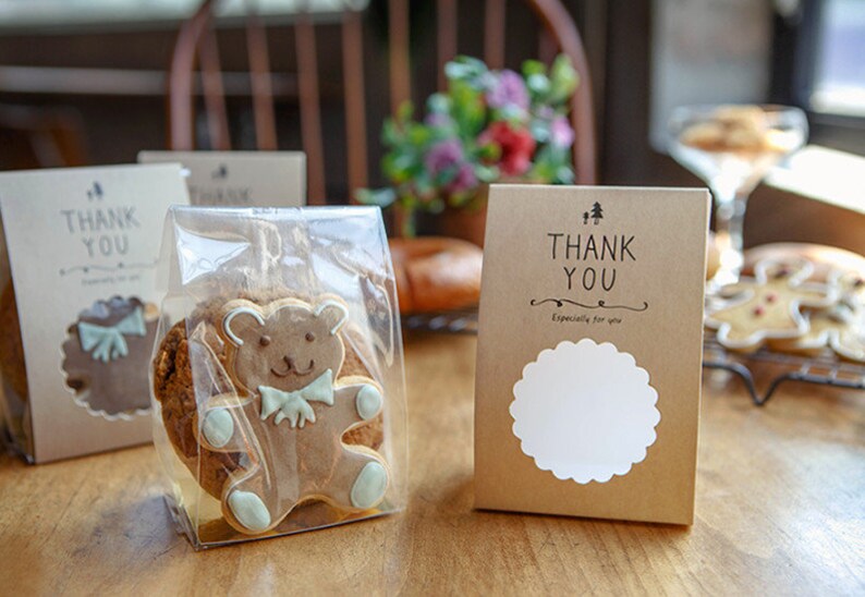15 pcs Plastic Cookies Bags Cellophane Bags for Cake Candy Cookie