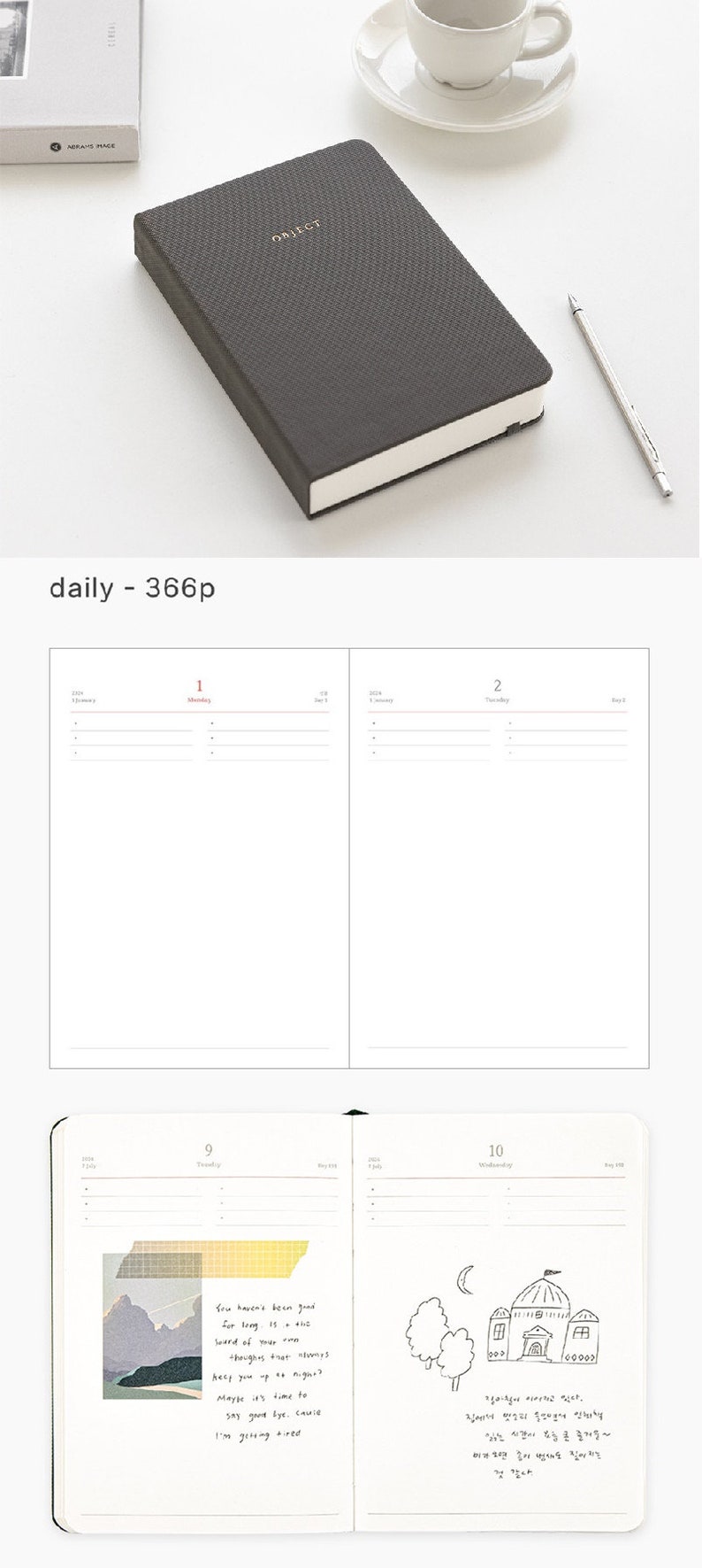 35% OFF 2024 Small daily journal Monthly Daily Planner in 6 colors Dated planner Small size printed 'Object' on the cover image 6