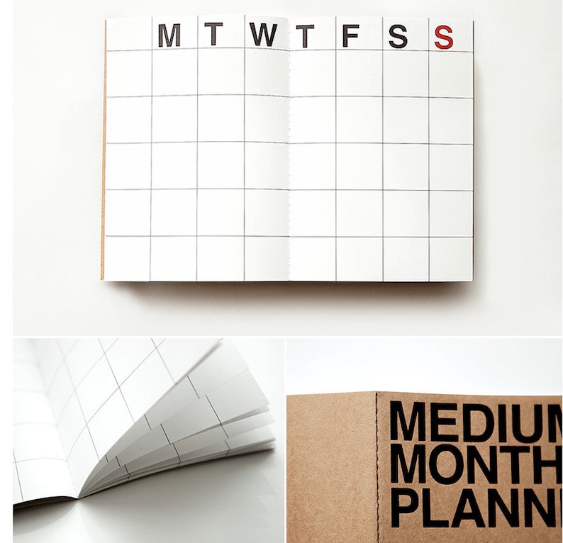 Medium Monthly planner in 4 Colors Monday Start without Date image 2