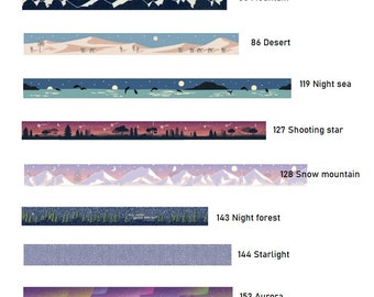 3 Different Night Landscape printed Korean washi tape  for scrapbooking, decorations (15 mm x 10m)