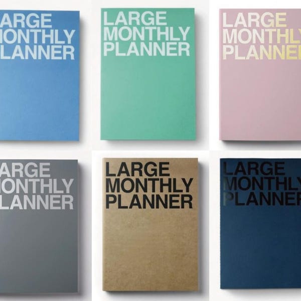 1 Large Monthly planner in 8 colors - Monday start -Undated planner
