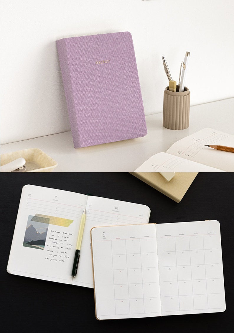 35% OFF 2024 Small daily journal Monthly Daily Planner in 6 colors Dated planner Small size printed 'Object' on the cover image 8