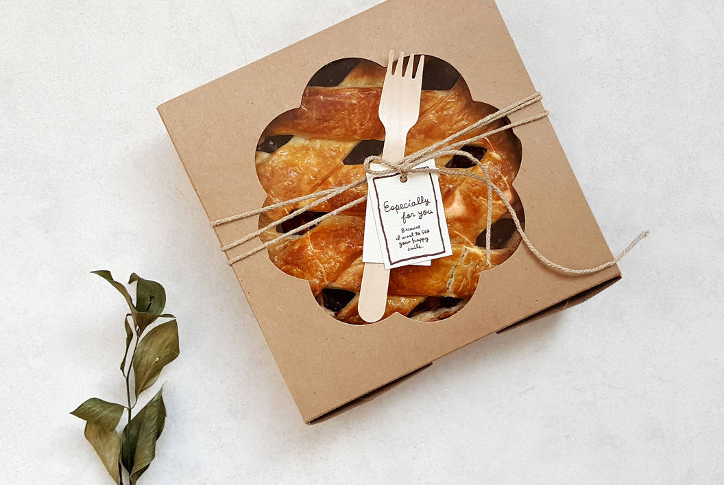 8 window pie boxes in kraft 18cm x 18cm Etsy