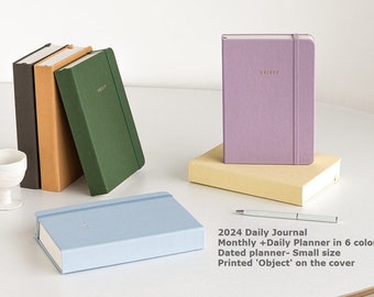 35% OFF- 2024 Small daily journal -Monthly +Daily Planner in 6 colors -Dated planner- Small size (printed 'Object' on the cover)