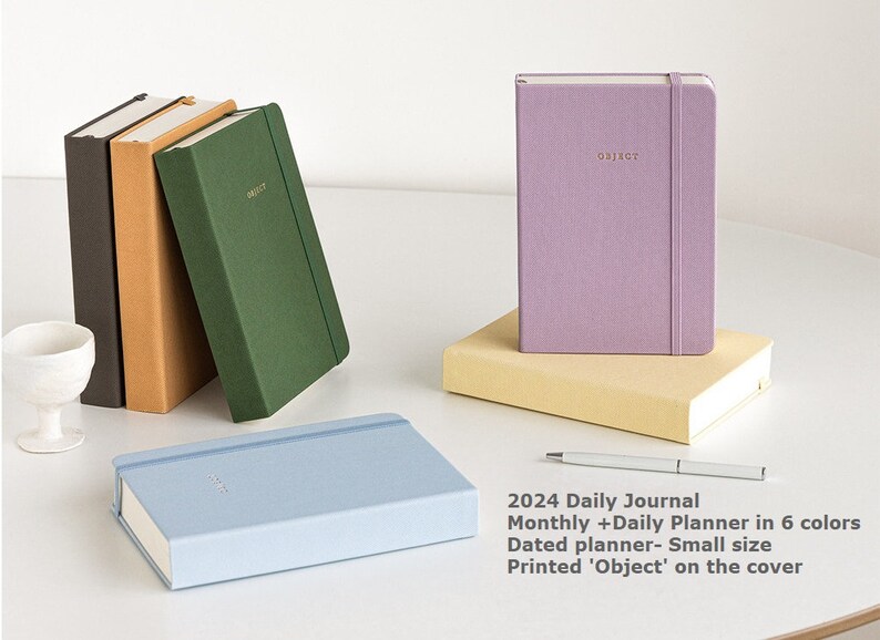 35% OFF 2024 Small daily journal Monthly Daily Planner in 6 colors Dated planner Small size printed 'Object' on the cover image 1