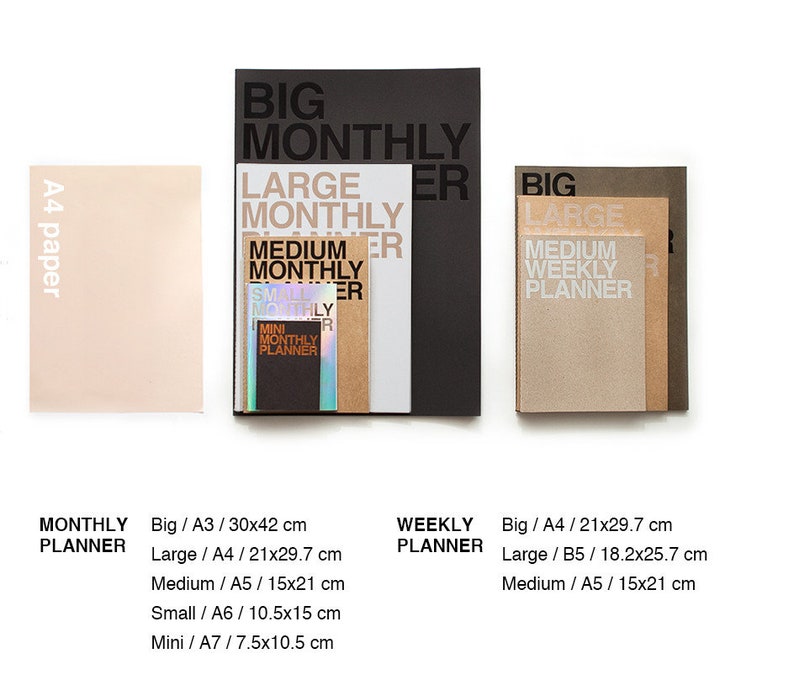 Medium Monthly planner in 4 Colors Monday Start without Date image 6