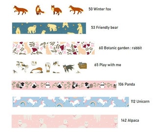 7 Different Animals printed Korean washi tape  for scrapbooking, decorations (1.5 cm x 10 m)