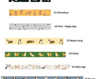 6 Different Cute puppy printed Korean washi tape  for scrapbooking, decorations (15 mm x 10 m)