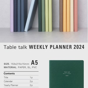 2024 Table Talk A5 Weekly Planner 8 Colors image 3