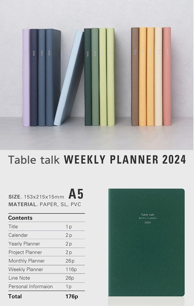 2024 Table Talk A5 Weekly Planner 8 Colors image 3