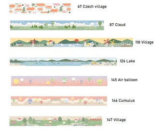 5 Different Landscape printed Korean washi tape  for scrapbooking, decorations (15 mm x 10 m)