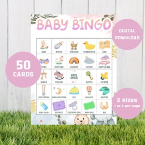 Baby Shower Bingo 50 cards | Baby Shower Game | Baby Shower Activity | Printable Baby Bingo | ender Neutral Baby Bingo |  NB04