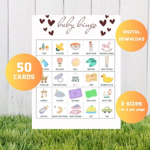 Neutral Baby Shower Bingo 50 cards ,Baby shower games, Printable Baby bingo, Prefilled baby bingo cards Boho modern minimalist ,NB01