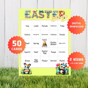 Easter Bingo, 50 Printable Easter Bingo Cards, Kids Easter Party Game, Easter Classroom Activity, Easter Game, Easter Activity For Kids EB01