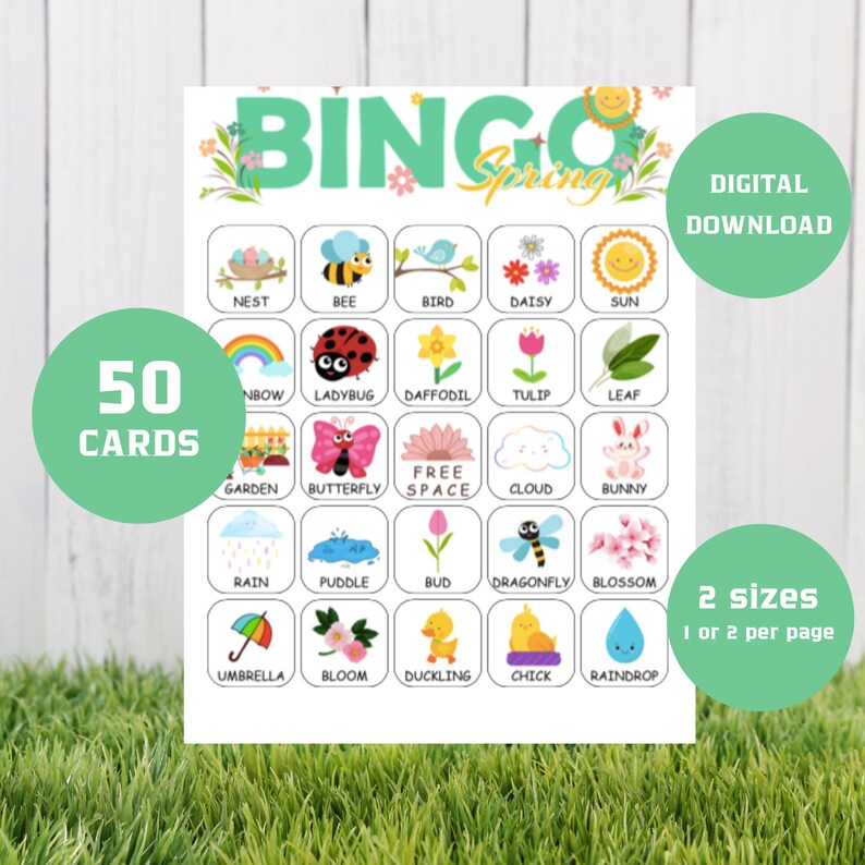 Spring Bingo Game: 50 Printable Easter Cards (digital Download) - Etsy