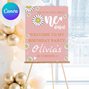 One Year Birthday Welcome Sign | 1st Birthday Party Sign | Personalized Welcome Poster for Baby&#39;s Celebration, Printable Welcome, MM13