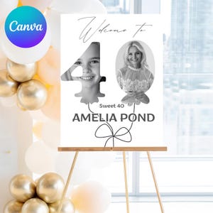 Custom 40th Birthday Welcome Sign – Printable, Elegant Design for Parties SS45