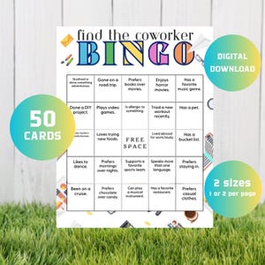 Trova il collega / 50 carte / Mingle Bingo / Gioco di team building / Trova l'ospite / Gioco rompighiaccio divertente / Giochi per feste in ufficio / GB05