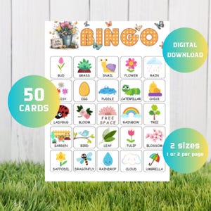Bingo de primavera para niños: 30 tarjetas imprimibles para el aula, Bingo de Pascua divertido: Actividad para fiestas familiares, Descarga digital instantánea, SB10