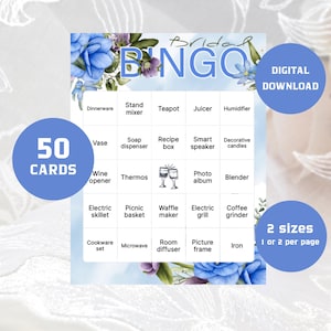 50 tarjetas de bingo minimalistas precargadas para despedida de soltera / No editables / Descarga digital / Bingo de boda de descarga instantánea BBG04
