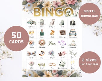 All Ewired Up 50 Bridal Bingo Cards - Wedding Shower Game, Engagement Party Activity, Minimalist Design