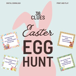 Easter Custom Egg Hunt for Kids – Indoor and Outdoor Game with Printable Treasure Hunt & Egg Hunt Clues, Digital Download - Canva, EH01
