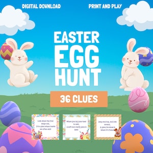 Easter Scavenger Hunt For Kids, Indoor Outdoor Easter Game, Treasure Hunt Clues, Easter Hunt Clues, Easter Egg Hunt,Easter Activities  EH01