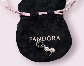 Pandora S925 Disney Minnie Mouse Headband Dangle Charm & Pandora Pouch