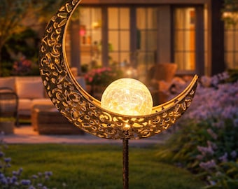 Bronze Moon Solar Garden Light, Weatherproof Yard Decor