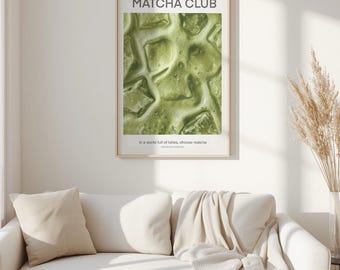 Matcha Club Poster | Iced Matcha Texture, Cafe Print (Digital Download)