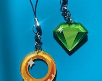 Sonic Ring & Chaos Emerald | Phone Charm