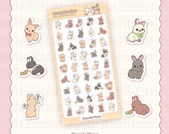 Bunny Doodles Stickers / Kawaii Planner Stickers