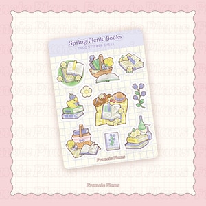 Spring Picnic Books Sticker Sheet / Matte Vinyl Planner & Journal Stickers